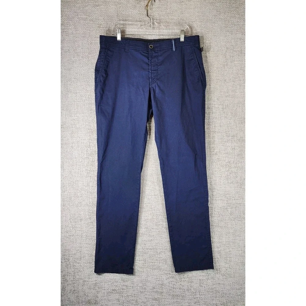 Bruhl Bros.® Nizza Stretch Cotton Trousers Mens 36x33.5 Navy Blue German Made